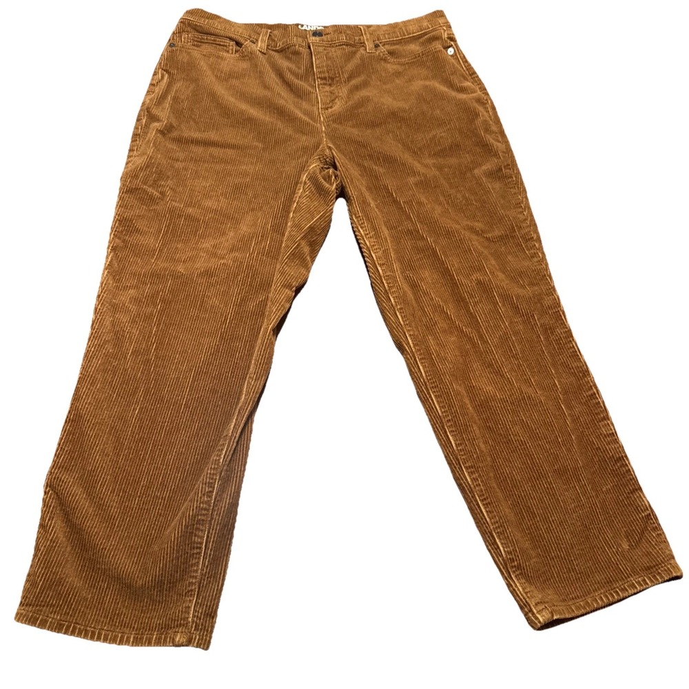 Lands' End Women's Petite 16P Corduroy Pants Brown Mid‑Rise Straight Leg